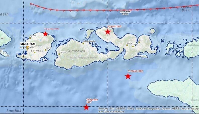 Sejarah gempa dan tsunami di Selatan Pulau Lombok dan Sumbawa/dok. BMKG Mataram