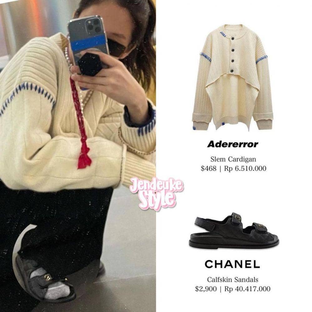 harga cardigan Jennie BLACKPINK (instagram.com/jendeukestyle)