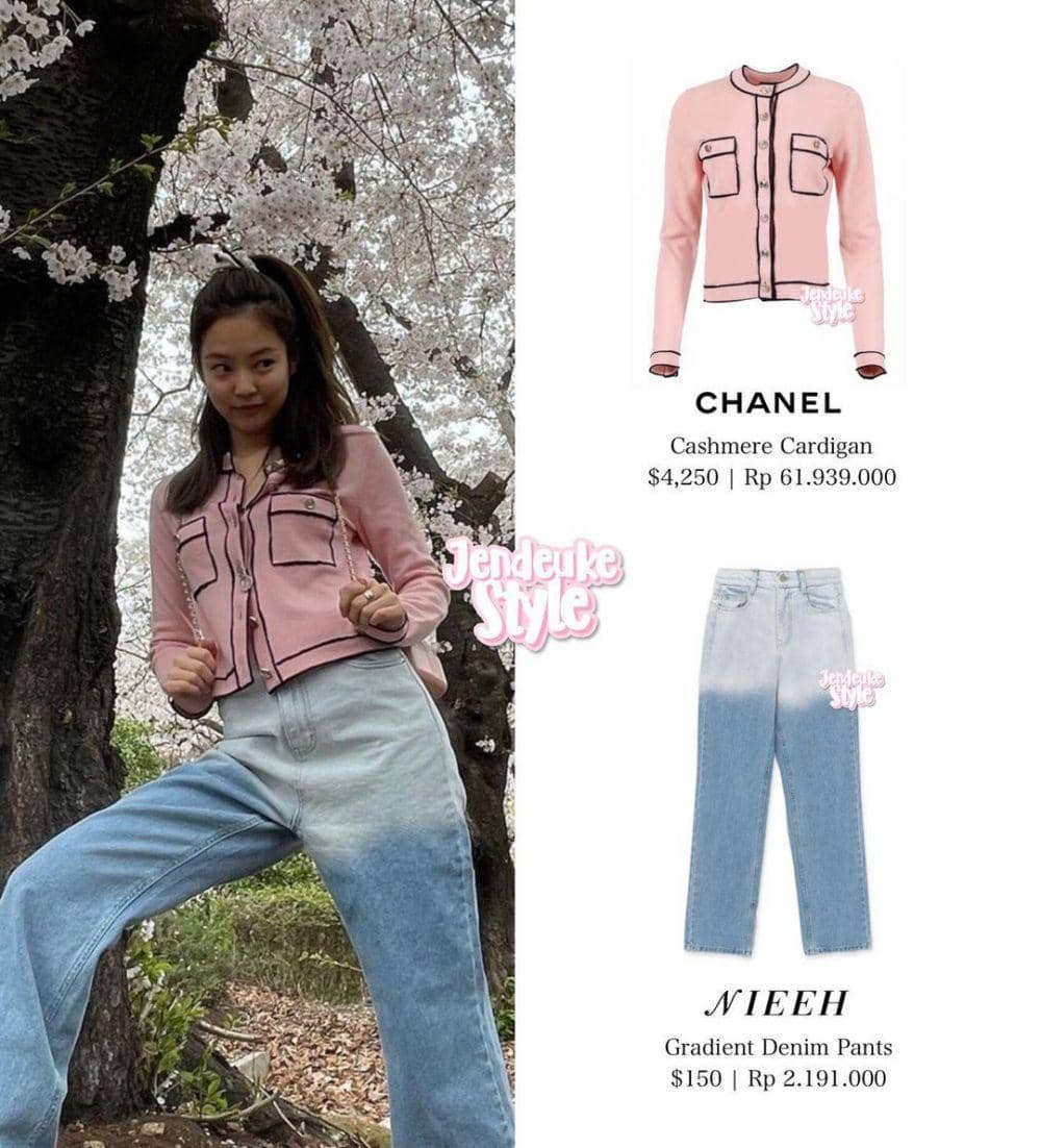 harga cardigan Jennie BLACKPINK (instagram.com/jendeukestyle)