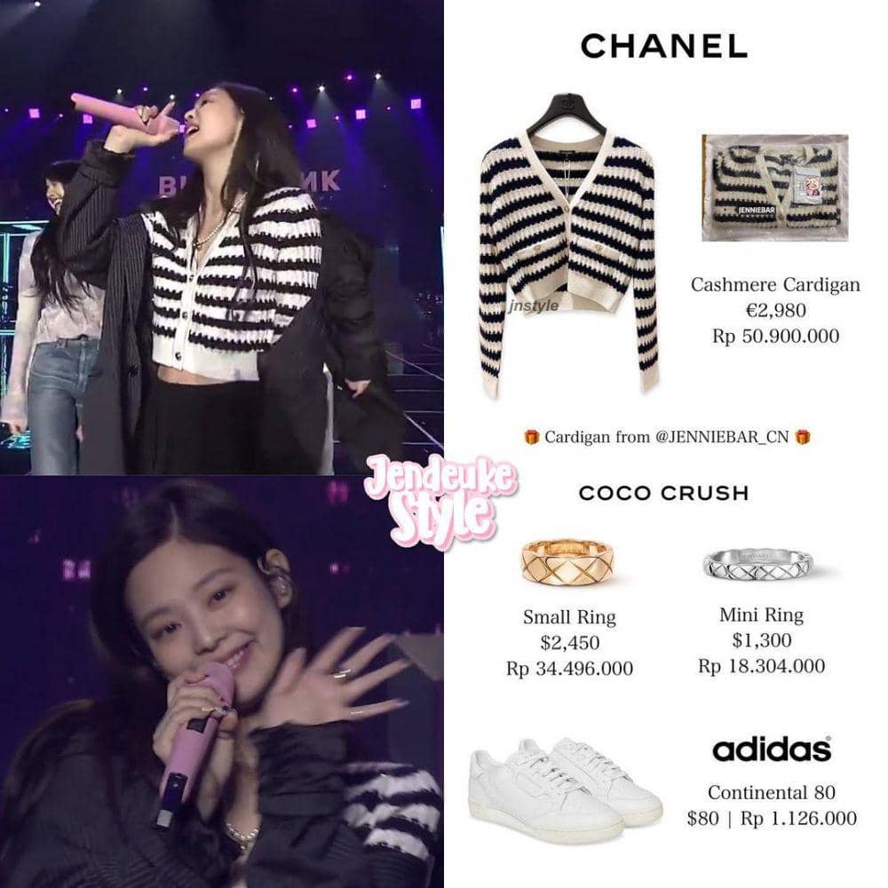 harga cardigan Jennie BLACKPINK (instagram.com/jendeukestyle)