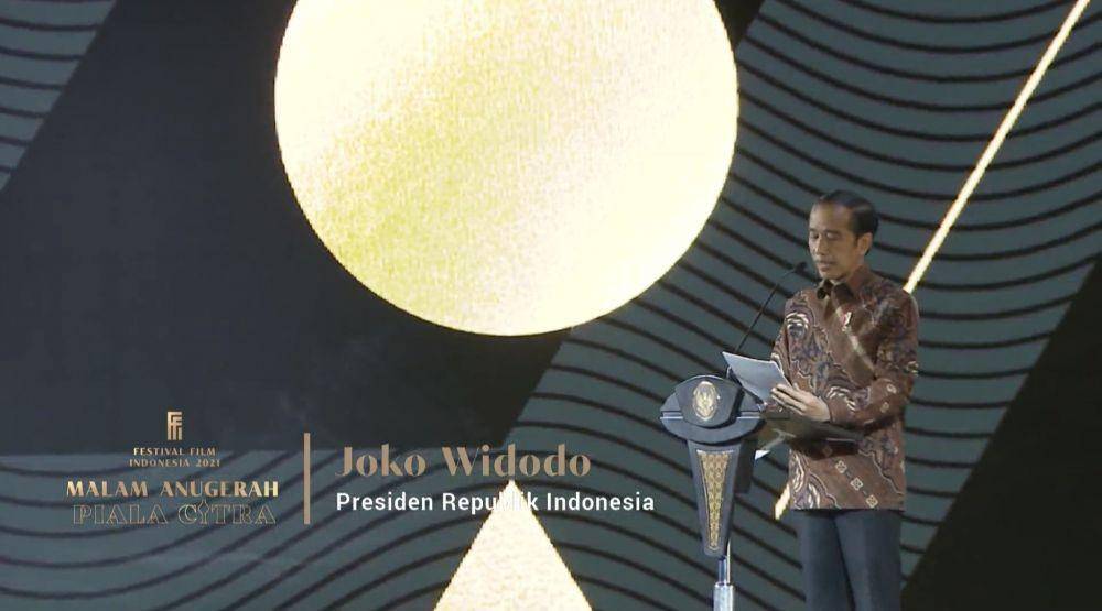 Presiden Jokowi hadir di Festival Film Indonesia 2021 (YouTube/Festival Film Indonesia)