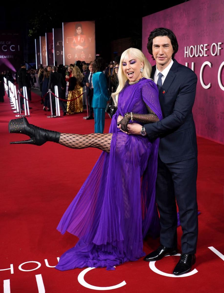 Lady Gaga dan Adam Driver hadiri premiere film House of Gucci di Odeon Luxe Leicester Square, London, Inggris pada 9 November 2021. (twitter.com/gagadaily)