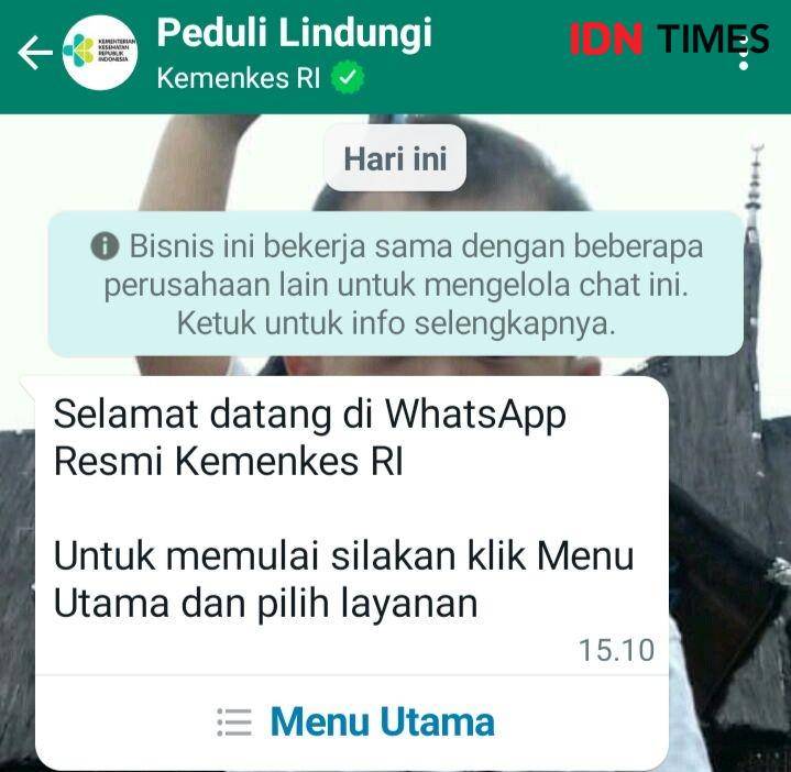 WhatApps Chatboot PeduliLindungi/ IDN Times Dini suciatiningrum