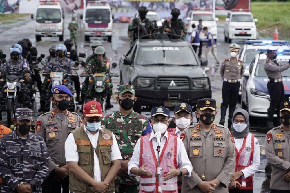 Konfrensi pers simulasi pengamanan event balap yang akan dilakukan di Sirkuit Pertamina Mandalika (Dok Polda NTB)
