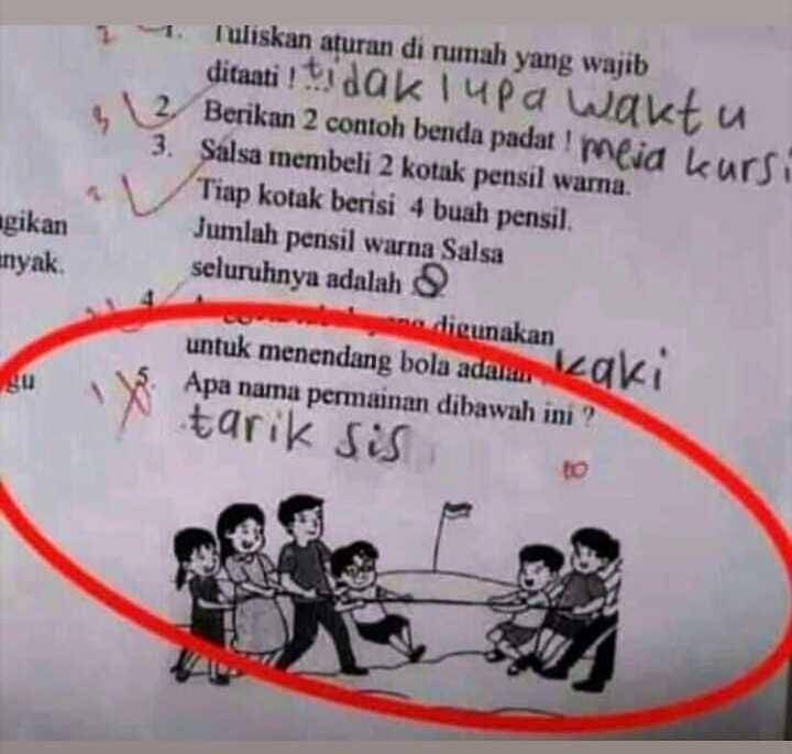 jawaban anak SD (instagram.com/meme.wkwk)