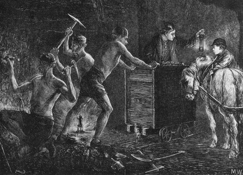 ilustrasi para penambang batu bara pada 1871 (wikimedia.org)