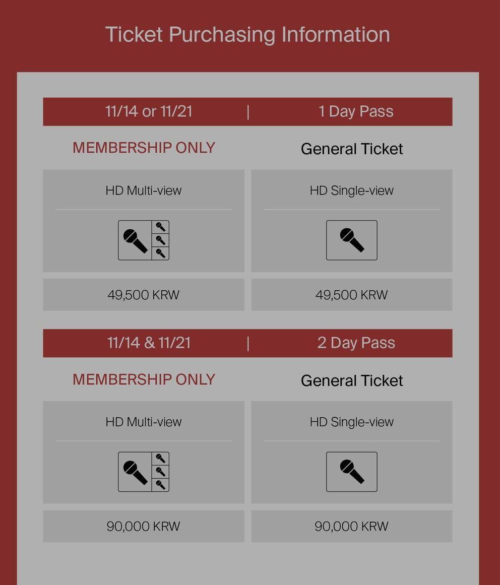 informasi pilihan dan pembagian layar untuk konser Power of Love (weverse.onelink.me)