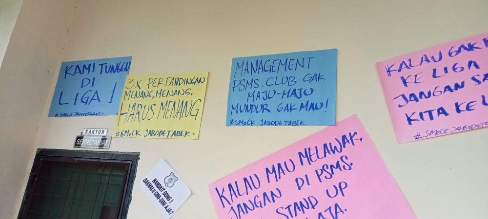 Imbang Lawan Muba Babel, Markas PSMS Ditempeli Poster Kritikan