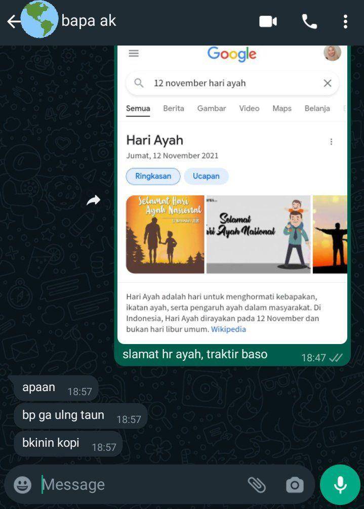 Balasan chat ucapan hari ayah (twitter.com/flowerrcrownn)
