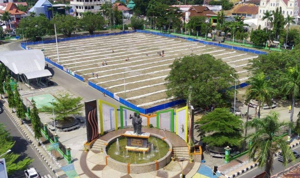 Foto udara proses revitalisasi Lapangan Andi Makkasau Parepare, medio November 2021. (Dok. Humas Pemkot Parepare)