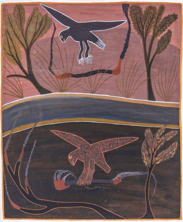 lukisan alap-alap cokelat oleh Billy Yalawanga (audubon.org)
