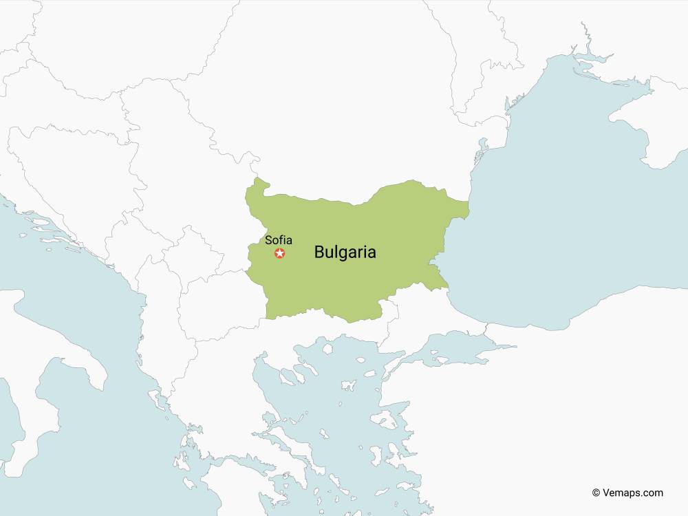 Wilayah negara Bulgaria (vemaps.com/Bulgaria)