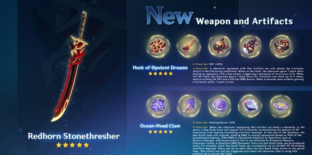 senjata dan artifact baru (dok. miHoYo/Genshin Impact)