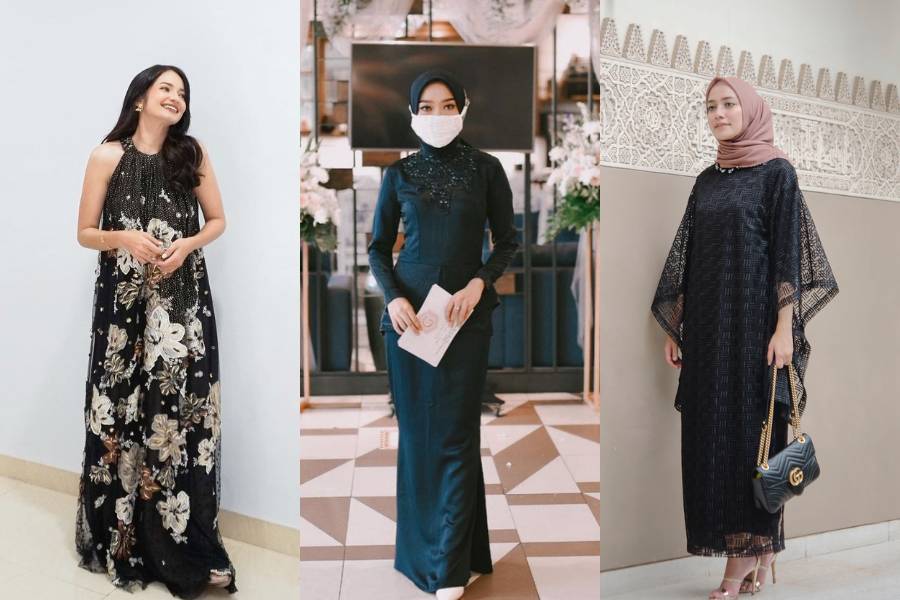Outfit kondangan tema warna hitam. (instagram.com/elsyandria / instagram.com/megaiskanti / instagram.com/enzystoria)