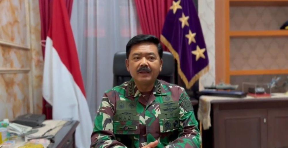 Panglima TNI Marsekal Hadi Tjahjanto ketika menyampaikan pesan perpisahan bagi prajurit TNI (www.instagram.com/@puspentni)