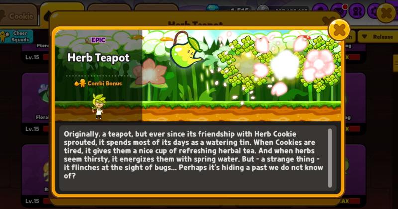deskripsi Herb Teapot dalam game (dok. Devsisters/Cookie Run: OvenBreak)