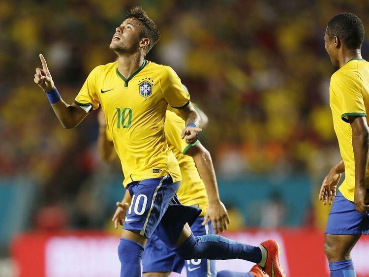 Neymar Jr merayakan gol bersama timnas Brasil. (instagram.com/cbf_futebol)