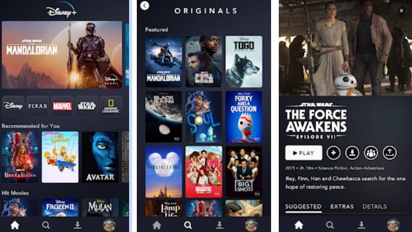 ilustrasi tampilan Disney+ Hotstar di HP android (play.google.com/Disney+)
