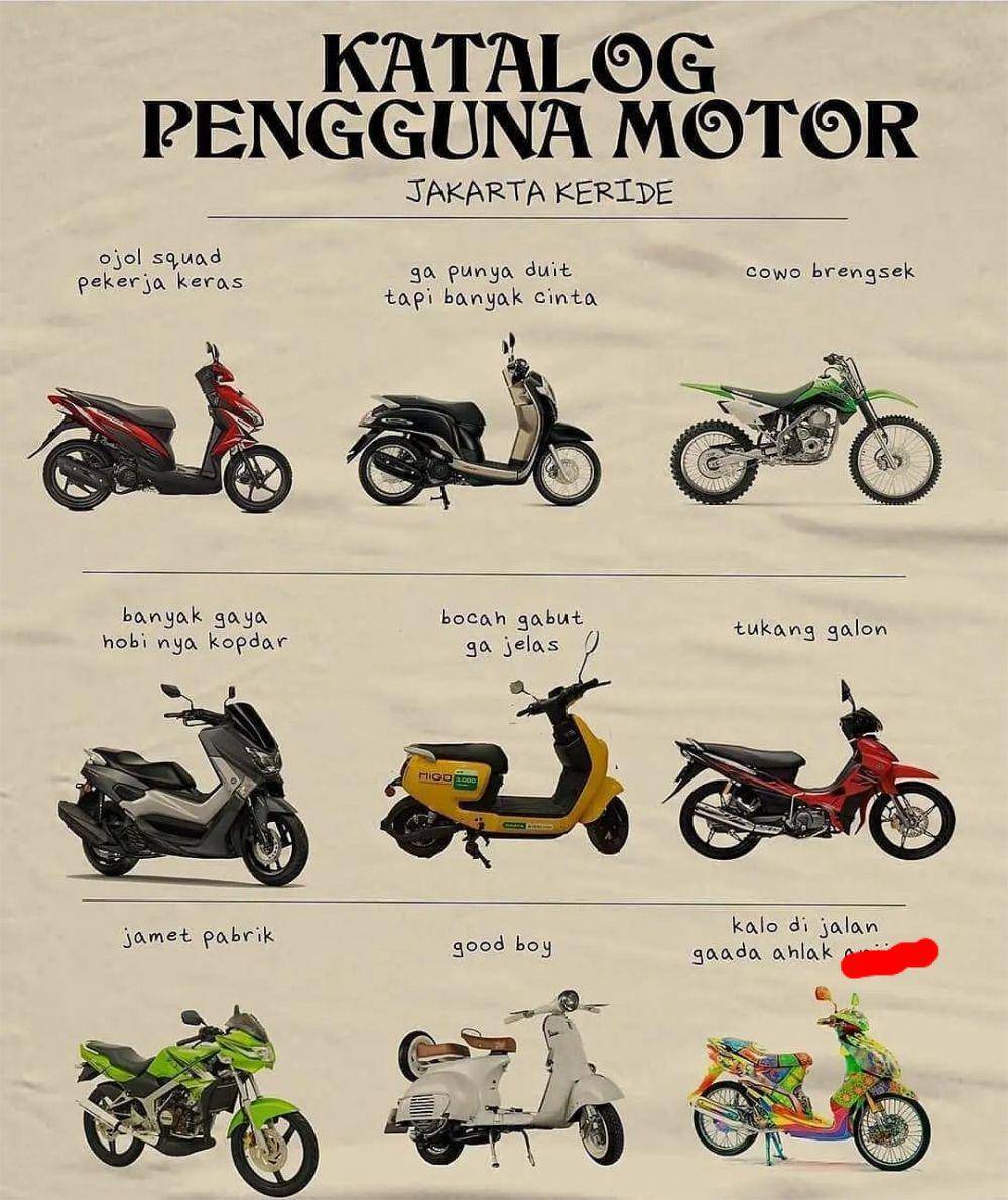 meme tipe pengguna motor (instagram.com/quotes_motor)