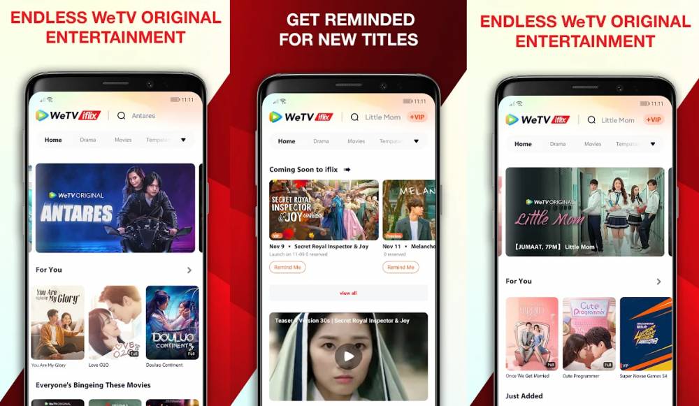 ilustrasi tampilan film di iFlix dan WeTV (google.play.com/iFlix)
