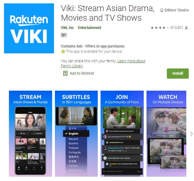 ilustrasi tampilan aplikasi Viki di Play Store (google.play.com/Viki)