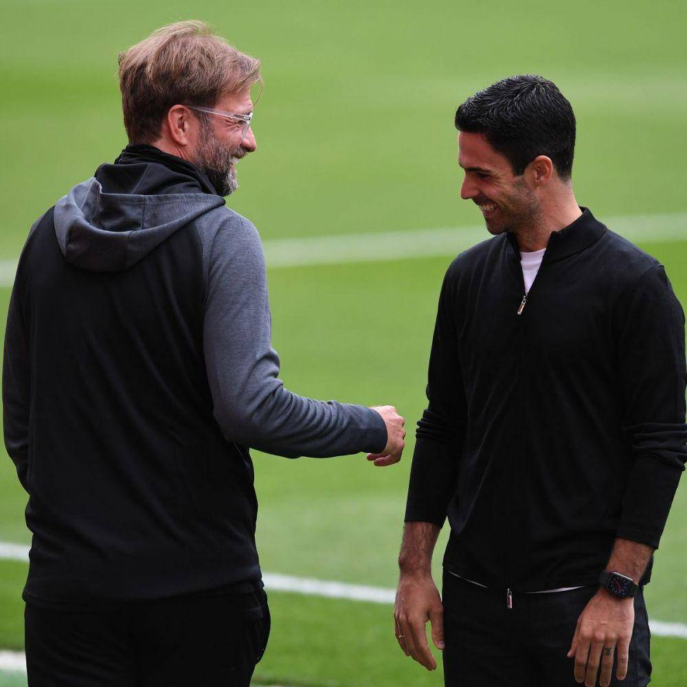 potret Jurgen Klopp dan Mikel Arteta (football.london)