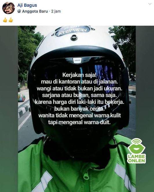 status driver ojek online (Instagram.com/lambeonlen)