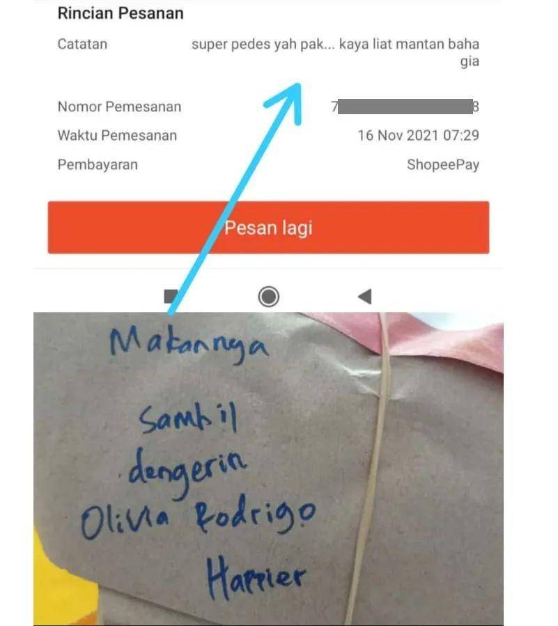 nitip tulisan lewat driver ojek online (twitter.com/txtdarionlshop)