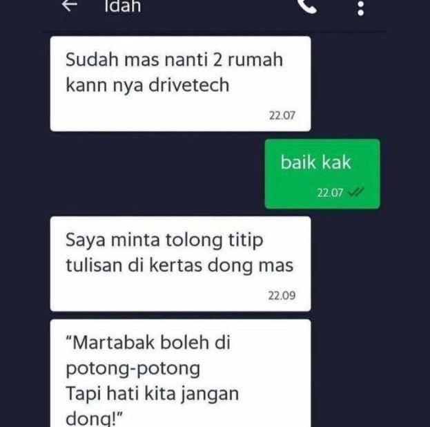 nitip tulisan lewat driver ojek online (instagram.com/newdramaojol.id)