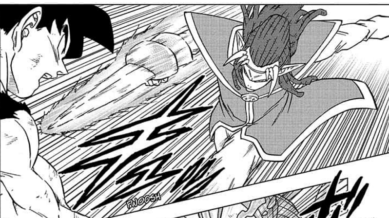 Gas melawan Goku. (mangaplus.shueisha.co.jp/Dragon Ball Super)