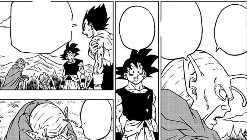 Momen Vegeta bertanya ke Monaito. (mangaplus.shueisha.co.jp/Dragon Ball Super)