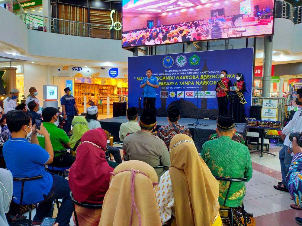 Kepala Badan Narkotika Nasional Provinsi (BNNP) Jawa Timur, Brigjen Pol Mohammad Aris Purnomo saat acara di Sidoarjo. Dok. Istimewa.