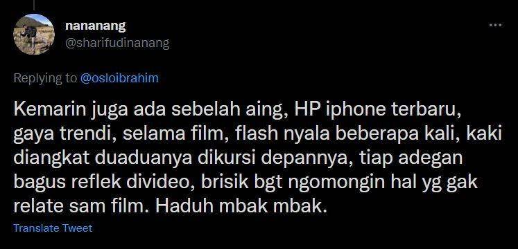 curhat pernah ketemu penonton bioskop ngeselin (twitter.com/sharifudinanang)