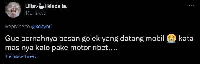 curhat kocak pesan taksi online (twitter.com/liliakyu)