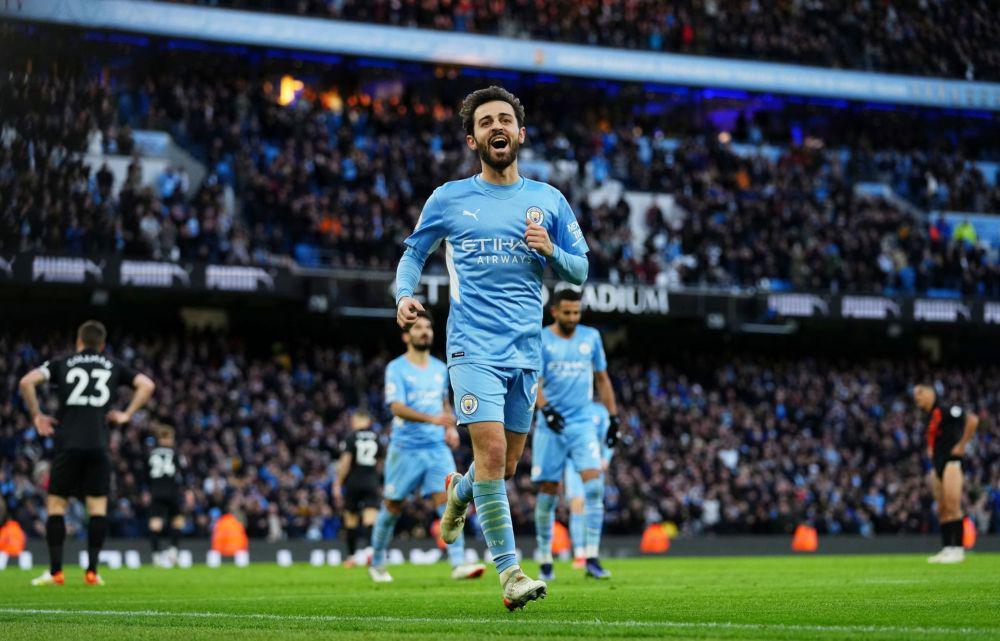 potret Bernardo Silva saat merayakan gol ke gawang Everton (twitter.com/OFuraRedes)