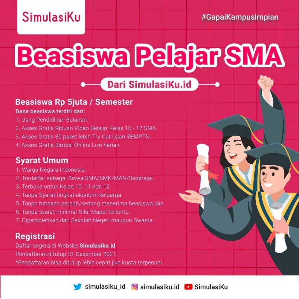 Beasiswa Pelajar SMA (instagram.com/simulasiku.id)