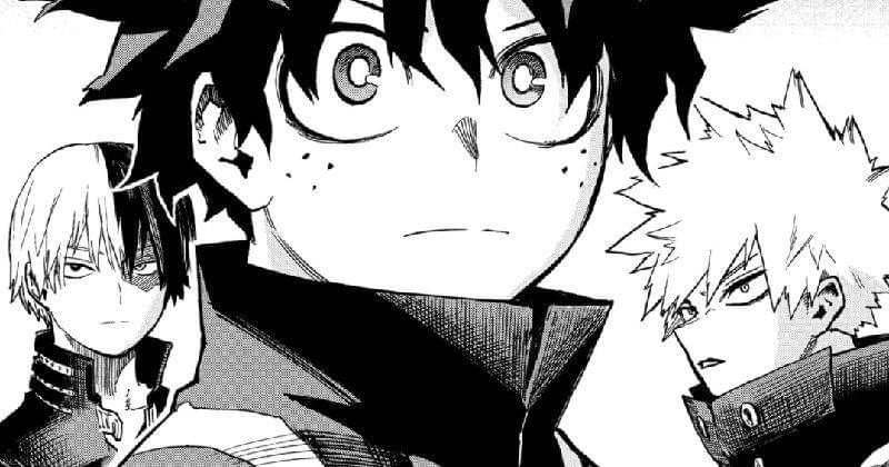 Deku, Bakugou, dan Todoroki. (mangaplus.shueisha.co.jp/My Hero Academia)