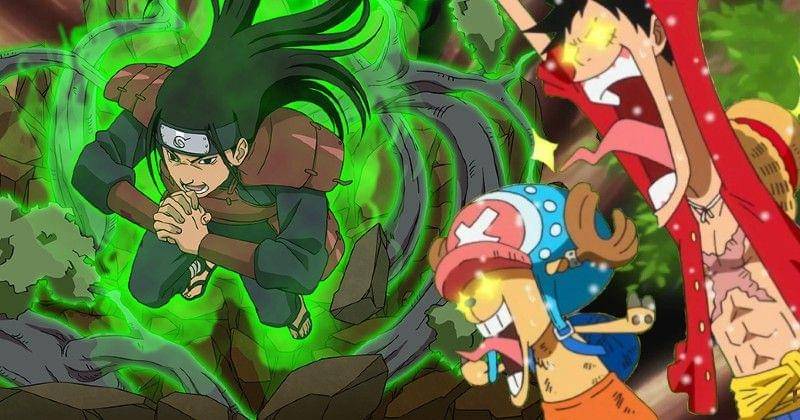 Hashirama Senju dari Naruto dengan Luffy dan Chopper dari One Piece. (Berbagai Sumber)
