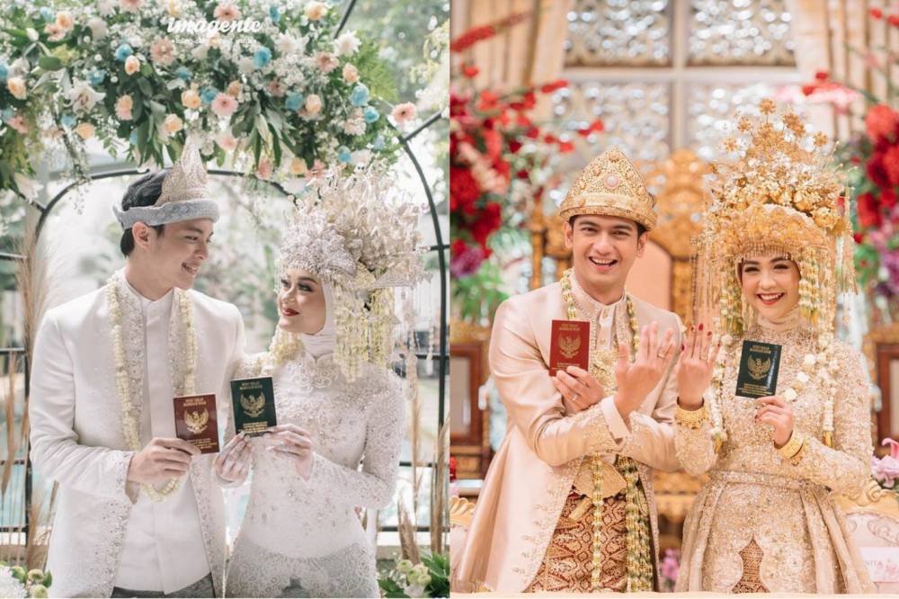 Pernikahan Adat Palembang Ria Ricis vs. Dinda Hauw. (instagram.com/redberrywedding/ | instagram.com/imagenic/)