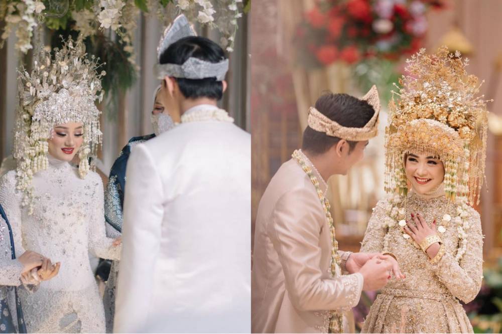 Pernikahan Adat Palembang Ria Ricis vs. Dinda Hauw. (instagram.com/anjiasmara/ | instagram.com/redberrywedding/)