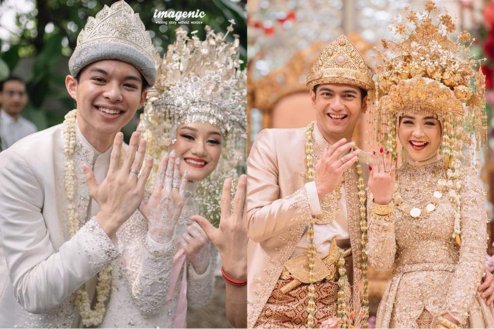 Pernikahan Adat Palembang Ria Ricis vs. Dinda Hauw. (instagram.com/anjiasmara/ | instagram.com/redberrywedding/)