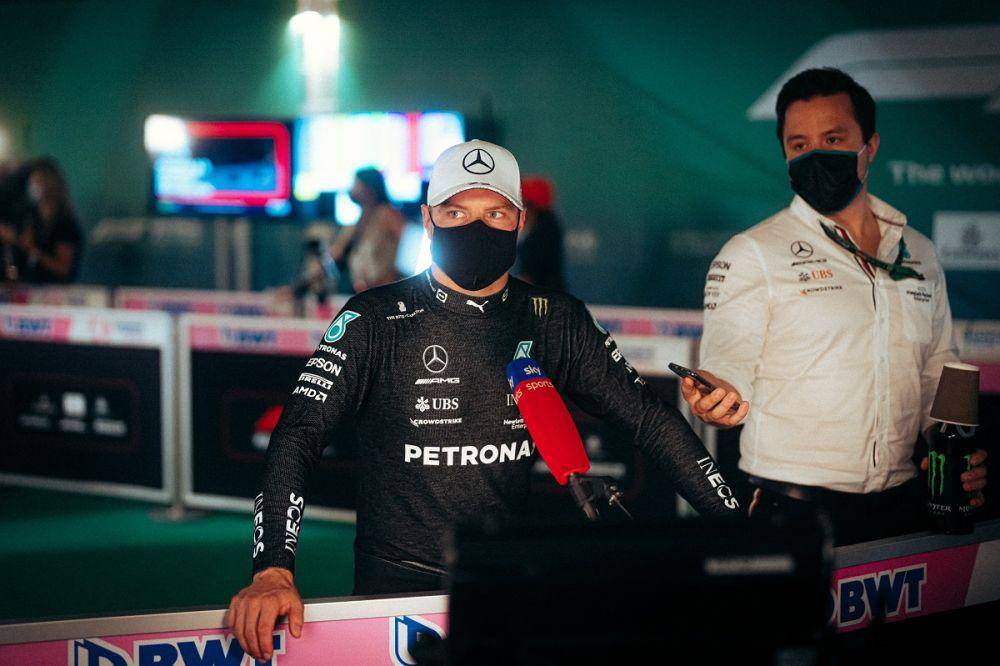 Valtteri Bottas pada sesi wawancara usai kualifikasi GP Qatar. (twitter.com/ValtteriBottas)