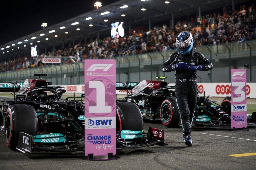 Valtteri Bottas seusai kualifikasi GP Qatar. (twitter.com/MercedesAMGF1)