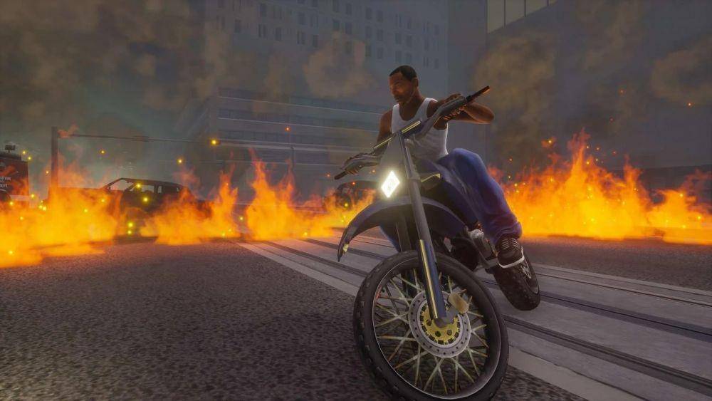 ilustrasi kontrol lebih modern pada GTA SA Remastered (windowscentral.com)