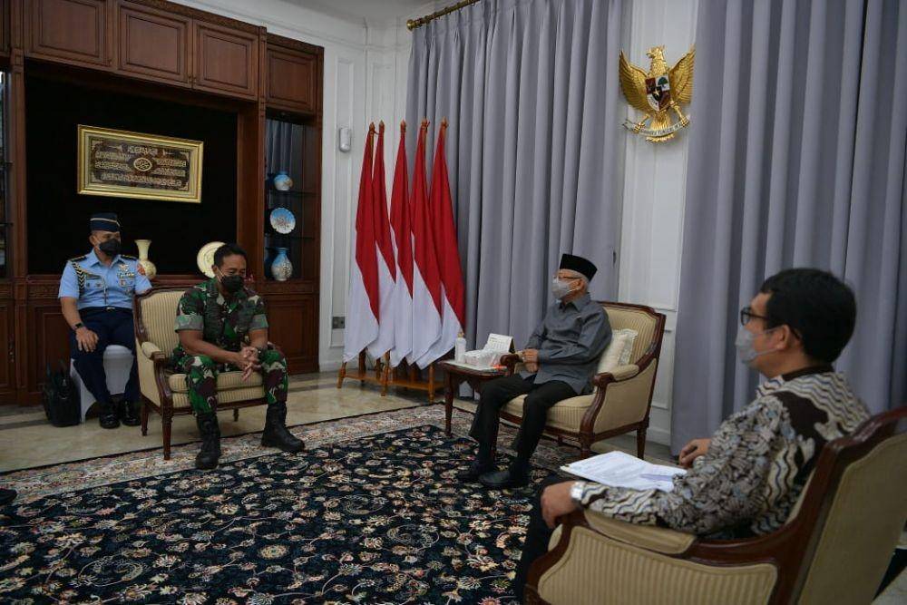 Panglima TNI, Jenderal TNI Andika Perkasa bertemu dengan Wapres Ma'ruf Amin pada Rabu (24/11/2021). (dok. Setwapres)