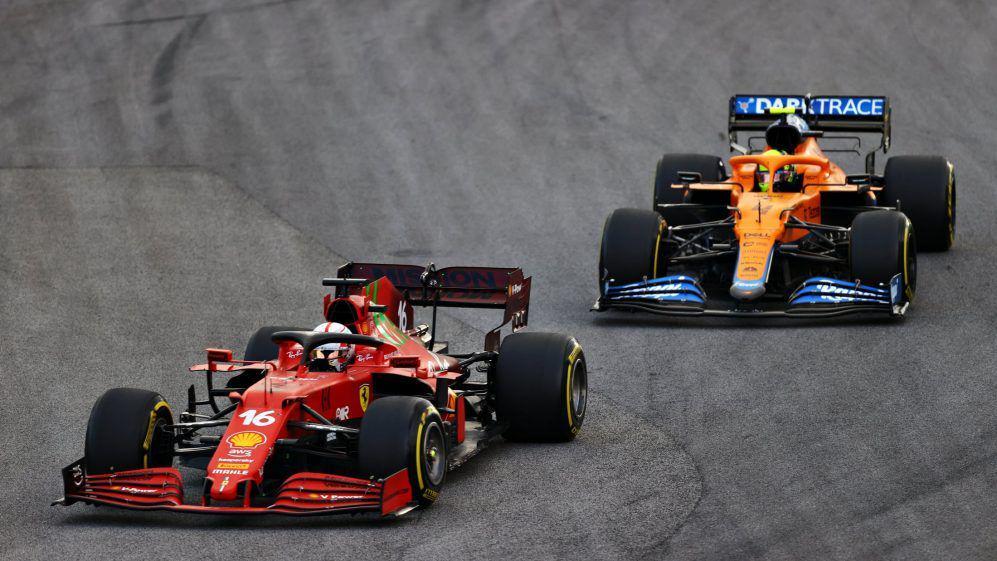 Charles Leclerc dan Lando Norris pada GP Brasil (formula1.com)