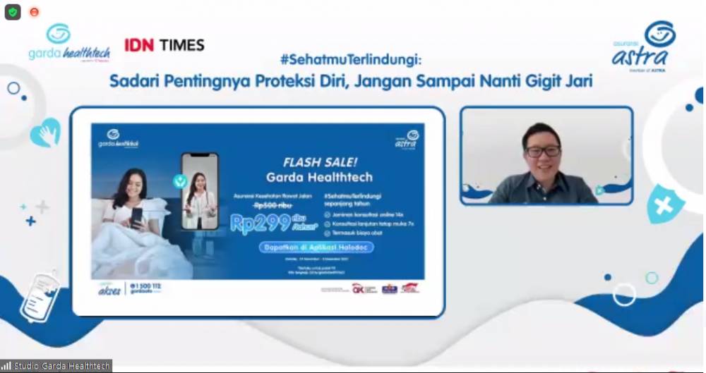 Acara #SehatmuTerlindungi: Sadari Pentingnya Proteksi Diri, Jangan Sampai Nanti Gigit Jari yang diadakan Asuransi Astra dan IDN Times secara online, Rabu (24/11/21). (Tangkapan Layar Zoom/Ezri TS)