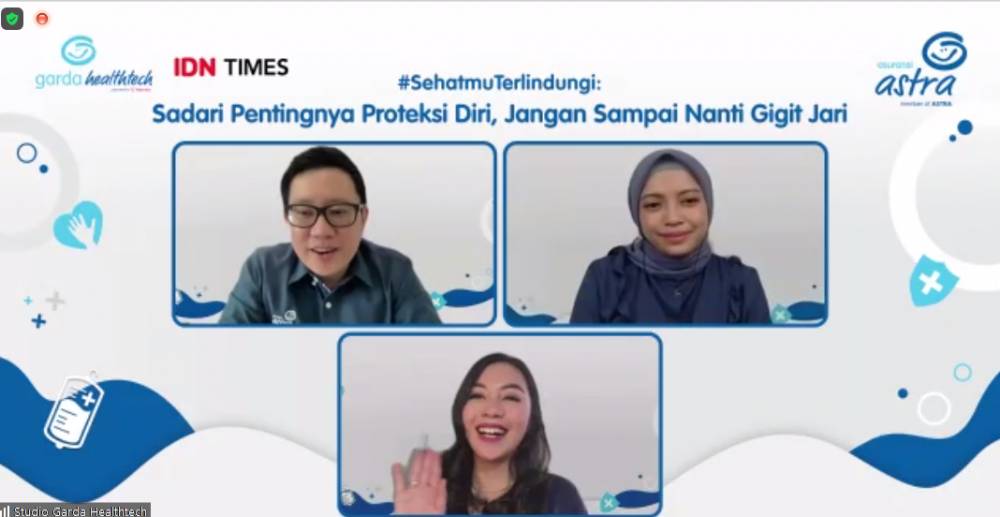Acara #SehatmuTerlindungi: Sadari Pentingnya Proteksi Diri, Jangan Sampai Nanti Gigit Jari yang dihadiri Chief Digital Officer Asuransi Astra, Teddy Suryawan dan Certified Financial Planner, Annisa Steviani secara online, Rabu (24/11/2021)” (Tangkapan layar Zoom/Ezri TS)