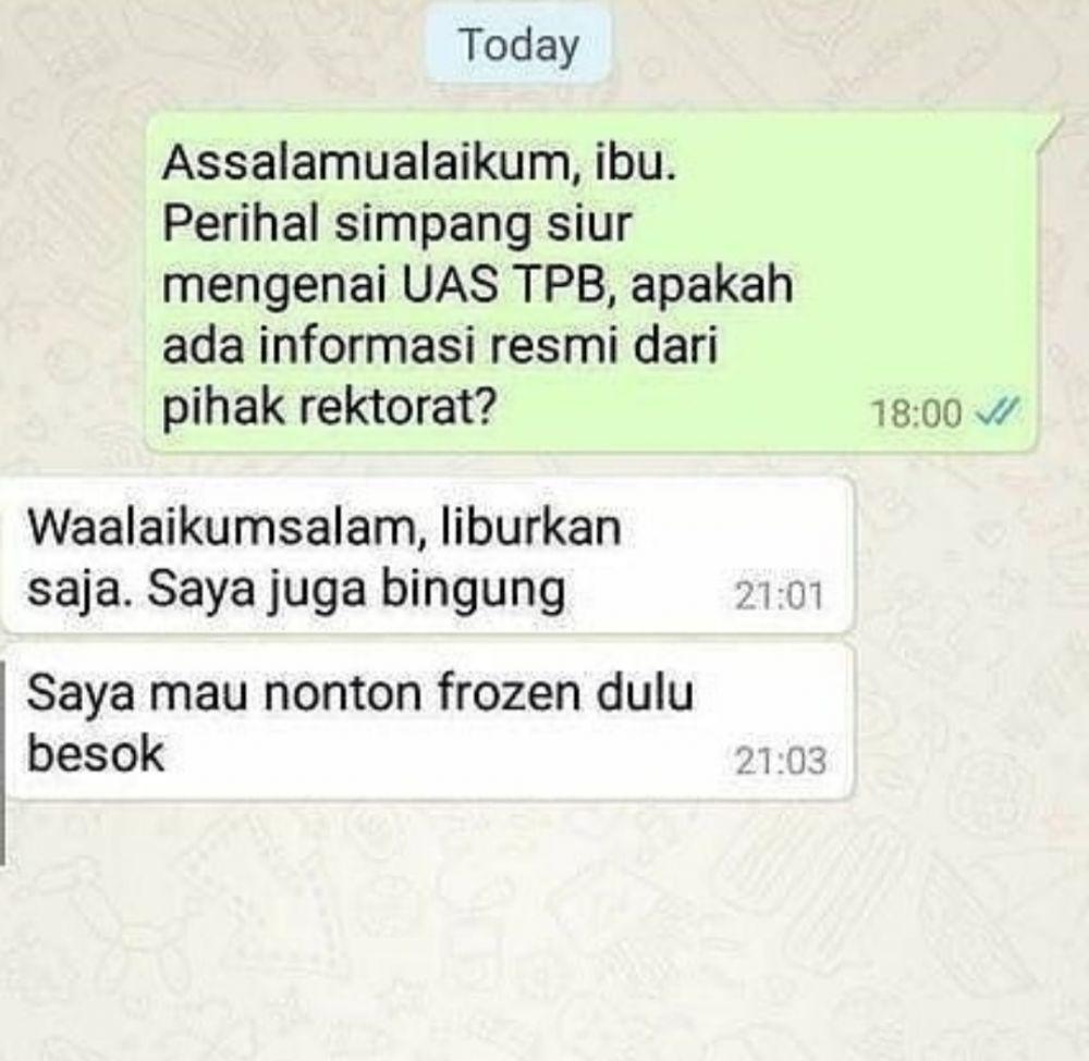 Percakapan murid dan guru bikin ngakak. (instagram.com/kampus_kekinian)