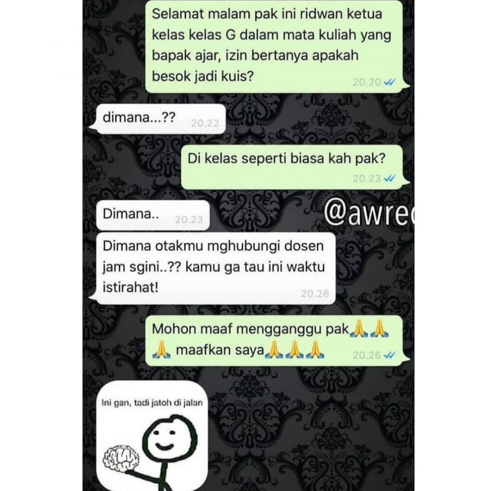 Percakapan murid dan guru bikin ngakak. (instagram.com/kampus_kekinian)